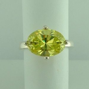 Sterling Silver Lime Green CZ Ring -0