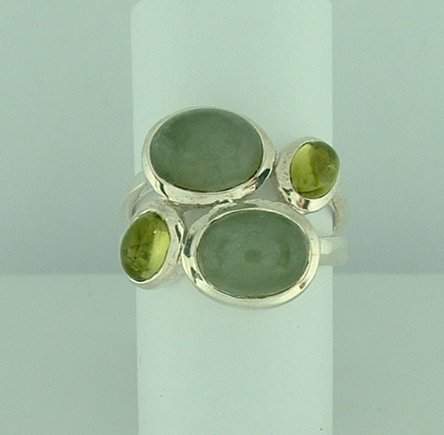 Sterling Silver Aventurine and Peridot Ring -0