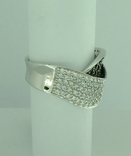 Sterling Silver Black and White CZ Ring -70