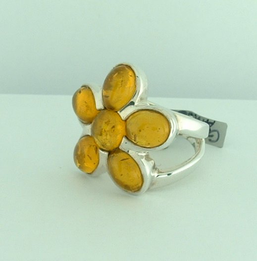 Sterling Silver Amber Ring -60