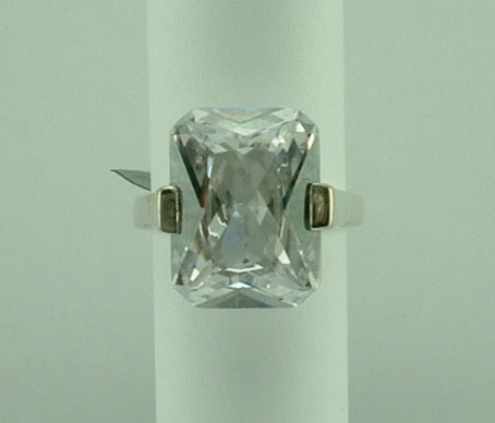 Sterling Silver Emerald Cut CZ Ring -0