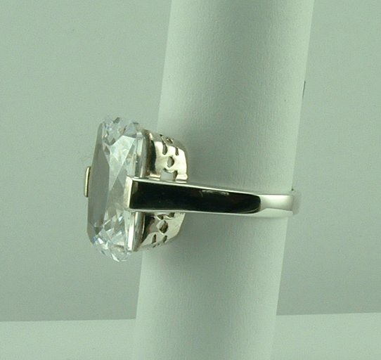 Sterling Silver Emerald Cut CZ Ring -166