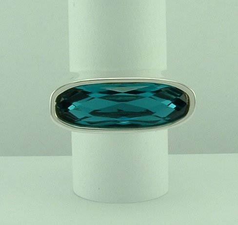 Sterling Silver Blue Swarovski Crystal Ring -0
