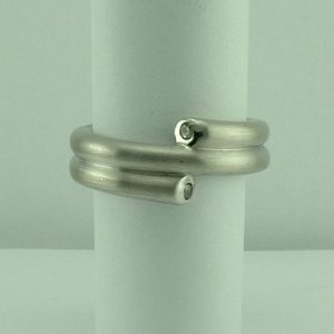 Sterling Silver Spiral CZ set Ring -0