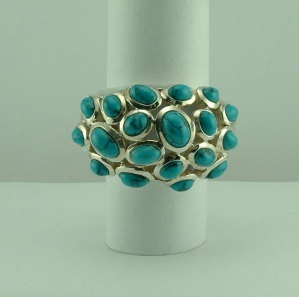 Sterling Silver Faux Turquoise Ring -0