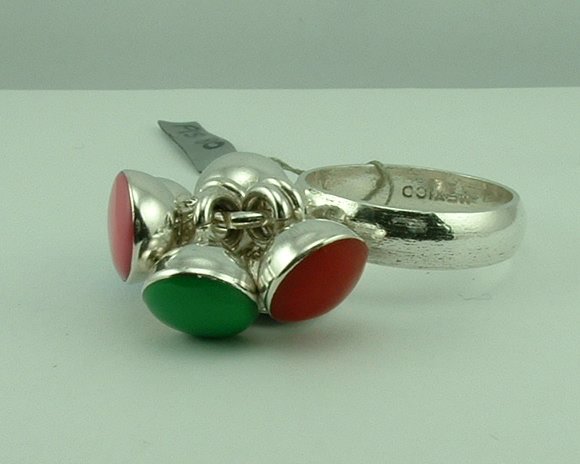 Sterling Silver Enamel Rattle Ring by Pistachio-320