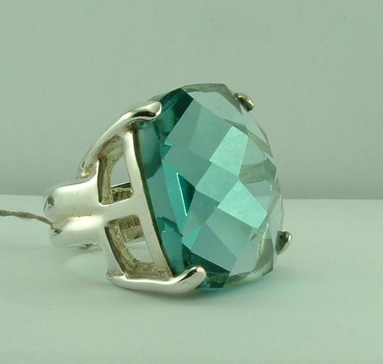 Sterling Silver Sea Green-Blue Stone Ring by Pistachio-0