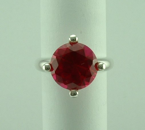 Sterling Silver Red Stone Ring -334