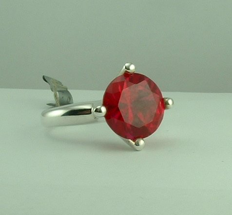 Sterling Silver Red Stone Ring -336
