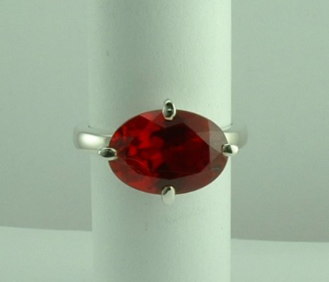 Sterling Silver Red stone Ring-0