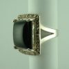 Sterling Silver Onyx Marcasite ring-366