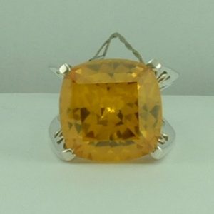 Sterling silver Yellow CZ ring -0