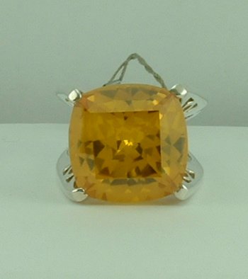 Sterling silver Yellow CZ ring -0