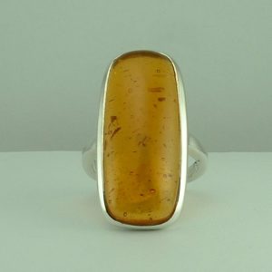 Sterling Silver Amber Ring -0