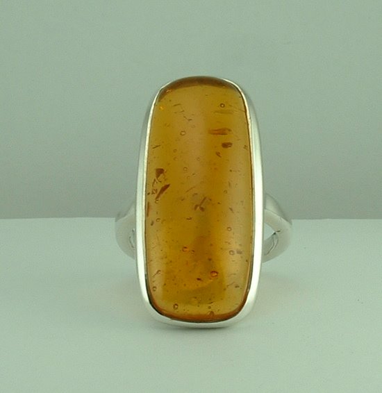 Sterling Silver Amber Ring -0