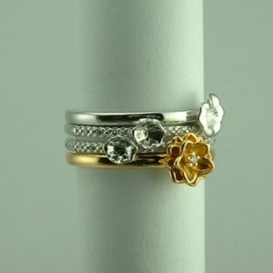 Sterling Silver flower CZ Stacker Ring -412