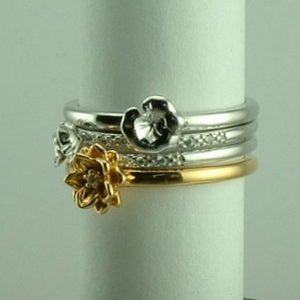 Sterling Silver flower CZ Stacker Ring -414