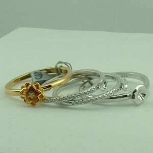 Sterling Silver flower CZ Stacker Ring -416