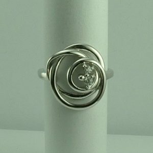 Sterling Silver Spiral CZ ring -0