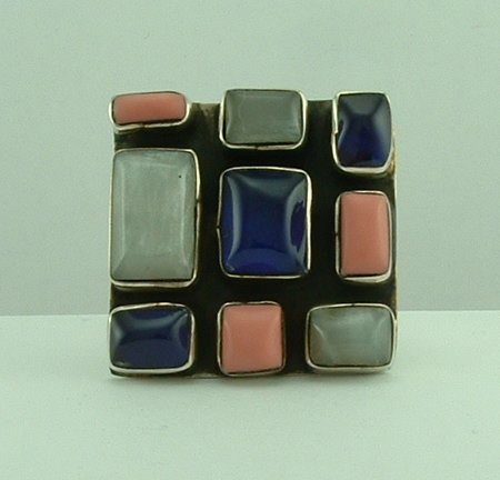 Sterling Silver Mosaic stone ring by Pistachio-618