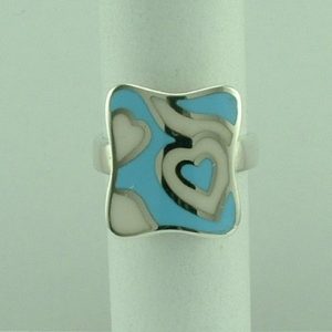 Sterling Silver Enamelled top Ring-0