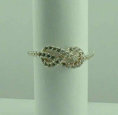 Sterling Silver Love knot CZ Ring-0