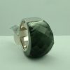 Stainless steel ring with Black/Grey glass stone -723