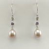 9ct White Gold, Freshwater Pearl,Amethyst and Diamond Earrings-0