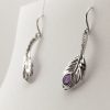 9ct White Gold Amethyst and Diamond drop Earrings-773