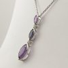 9ct White Gold Amethyst Iolite and Diamond pendant and Chain-769