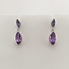 9ct White Gold Amethyst Iolite and Diamond Earrings-0