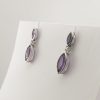 9ct White Gold Amethyst Iolite and Diamond Earrings-777