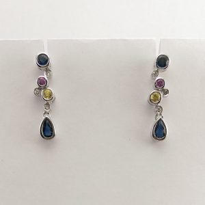 18ct White Gold, Sapphire and Diamond Earrings-0