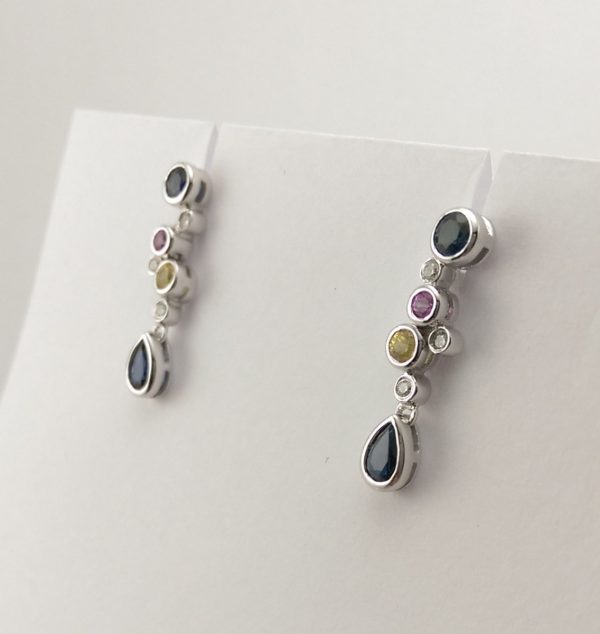 18ct White Gold, Sapphire and Diamond Earrings-785