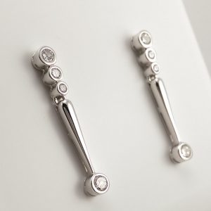 18ct White Gold Diamond Earrings-0