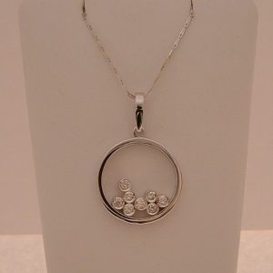 18ct White Gold Diamond set Pendant on chain-0