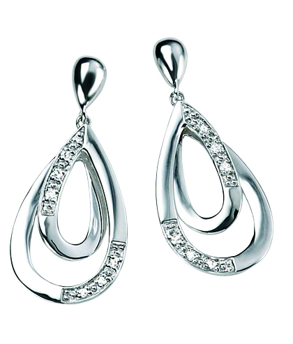 9ct White Gold Diamond Earrings-948