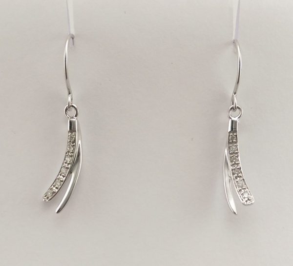 9ct White Gold Diamond Earrings-848