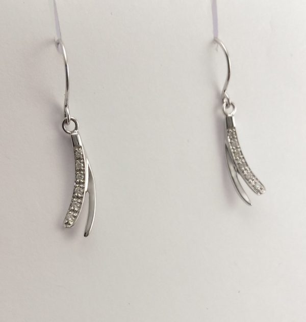 9ct White Gold Diamond Earrings-0