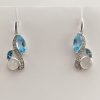 9ct White Gold Diamond Blue Topaz and Moonstone Earrings-0