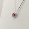 9ct White Gold Ruby and Diamond Cluster Pendant and Chain-856