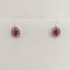 9ct White Gold Ruby and Diamond Oval Cluster Earrings-0