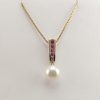 9ct Ruby and Cultured Pearl Pendant on Venetian Box style chain-0