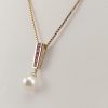 9ct Ruby and Cultured Pearl Pendant on Venetian Box style chain-863