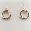 9ct Overlapping circle Earrings ,Red White and Yellow finish-0