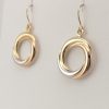 9ct Overlapping circle Earrings ,Red White and Yellow finish-873