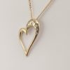 9ct Yellow gold Diamond set Heart pendant and chain-881
