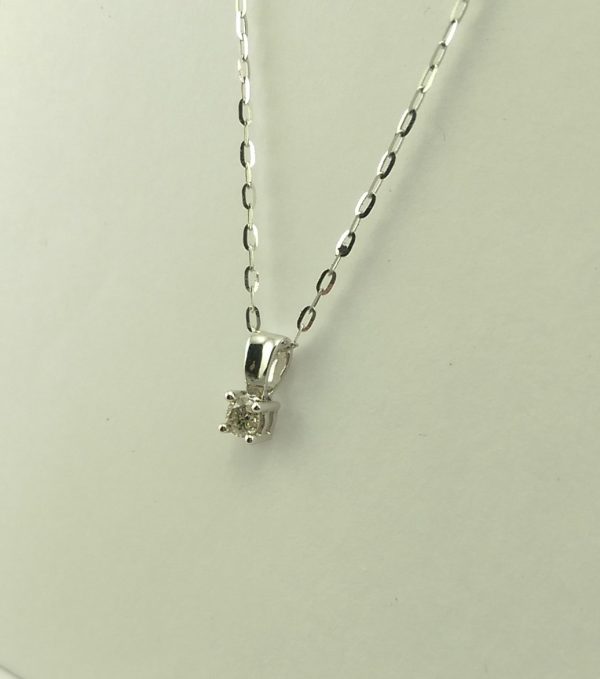18ct White Gold Solitaire Diamond Pendant and chain-883