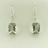 9ct White gold Diamond and Green Amethyst drop Earrings-0