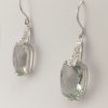 9ct White gold Diamond and Green Amethyst drop Earrings-887
